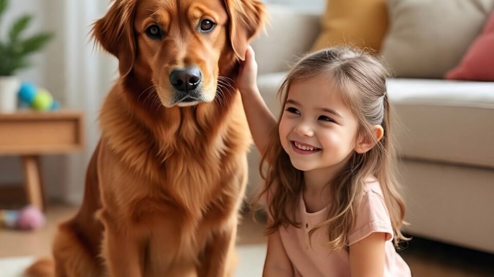 red golden retriever dog with dark golden coat